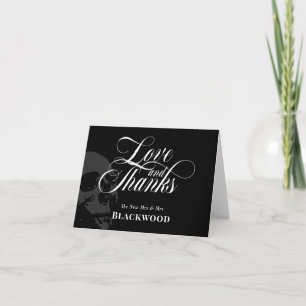 Dunkler Schädel Elegante Gothic-Hochzeit Liebe & D Dankeskarte