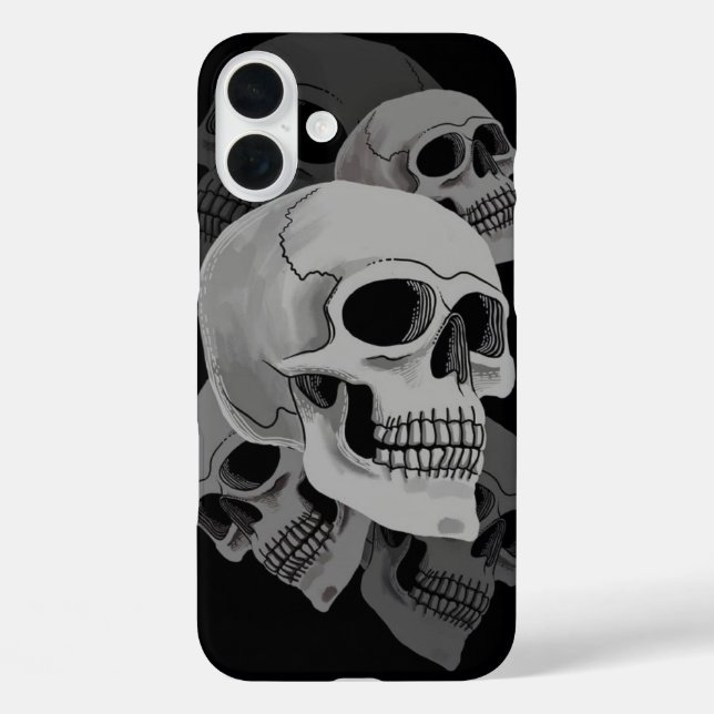 Dunkler Schädelhaufen iPhone 16 Plus Hülle (Rückseite)