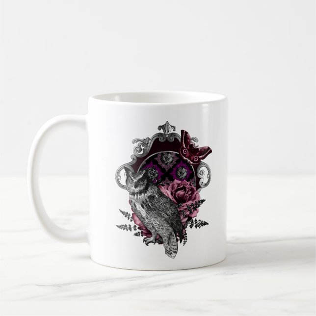 Dunkler Schmetterling und Blume - gotisch Kaffeetasse (Links)