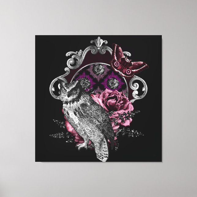 Dunkler Schmetterling und Blume - gotisch Leinwanddruck (Vorderseite)