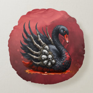 Dunkler Schwan der Knochen – Gotische Eleganz Rundes Kissen