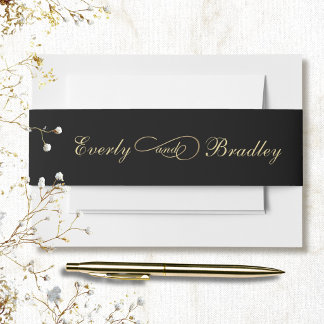Dunkler schwarzer Hintergrund Gold Schrift Elegant Einladungsbanderole