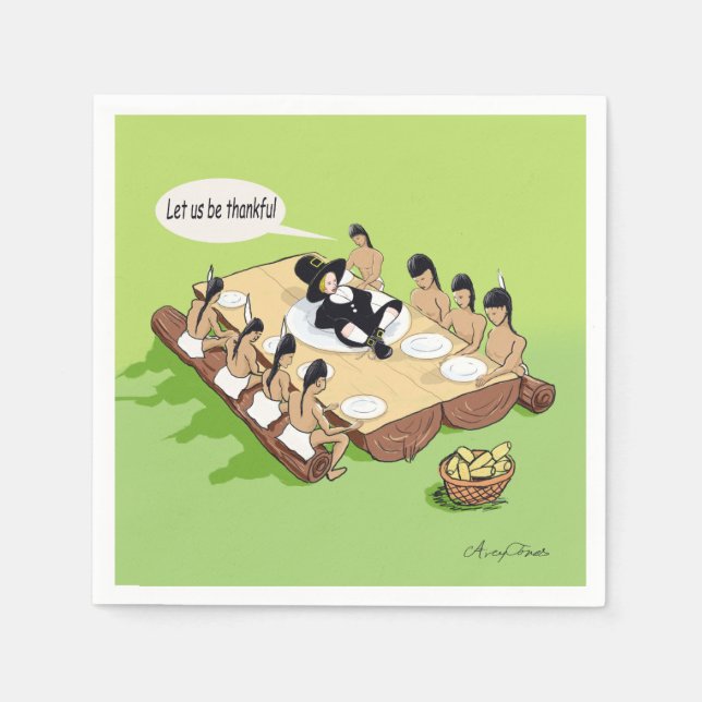 Dunkler Spaß Funny Native American Erntedank Serviette (Vorderseite)