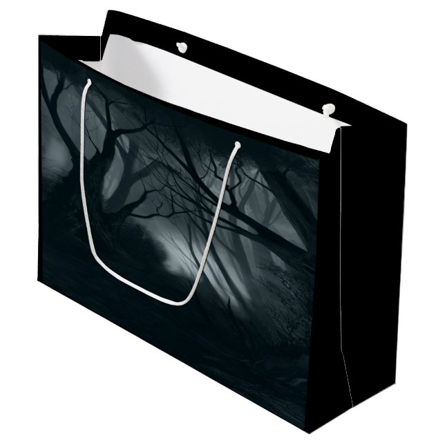 Dunkler Spooky Forest Große Geschenktüte (Vorderseite Schrägansicht)