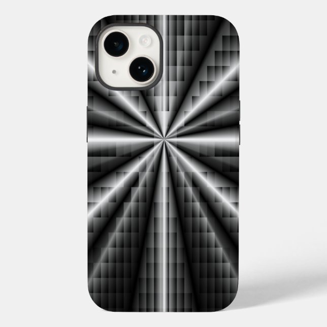 Dunkler Stainless Steel Mosaik Case-Mate iPhone 14 Hülle (Rückseite)