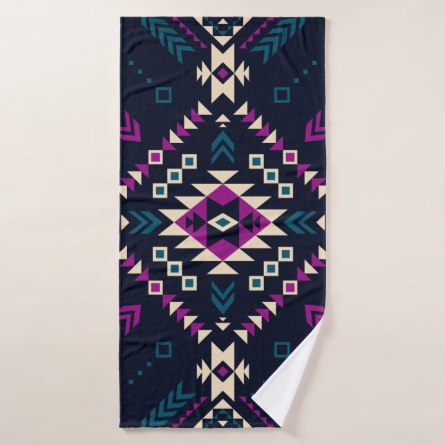 Dunkler Stamm Navajo, Vintag geometrisch. Badehandtuch (Badehandtuch)