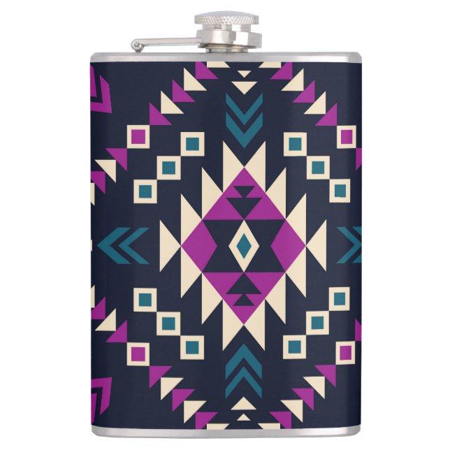 Dunkler Stamm Navajo, Vintag geometrisch. Flachmann (Vorderseite)