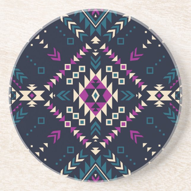 Dunkler Stamm Navajo, Vintag geometrisch. Getränkeuntersetzer (Vorne)