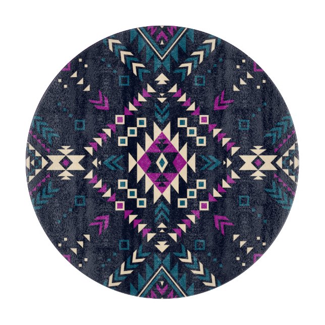 Dunkler Stamm Navajo, Vintag geometrisch. Schneidebrett (Vorderseite)