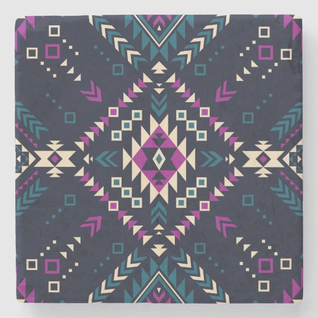 Dunkler Stamm Navajo, Vintag geometrisch. Steinuntersetzer (Vorderseite)