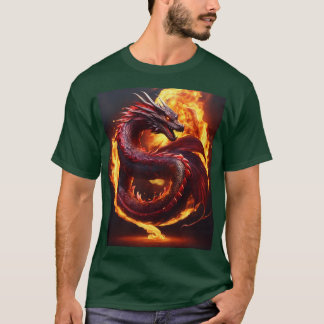 Dunkler T - Shirt mit fiery Snake Dragon & Waterco
