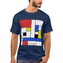 Dunkler T - Shirt Mondrian Linien-Männer