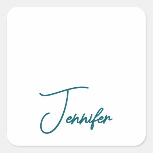 Dunkler Teal-Trend Moderne Minimalistische Handsch Quadratischer Aufkleber