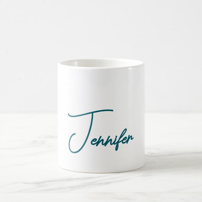 Dunkler Teal-Trend Moderner Minimalistischer Hands Kaffeetasse (Mittel)