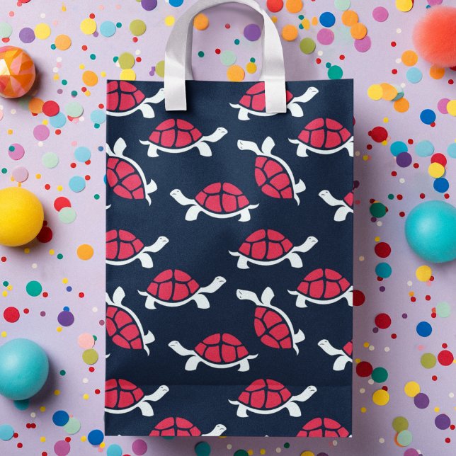 Dunkler Theme Tortoise Cartoon Mittlere Geschenktüte (gift bag, birthday surprise gift bag, teddy bear gift bag, wine gift bag, travel bag, use and throw )