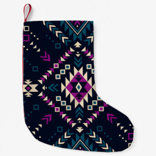 Dunkler tribaler Navajo, vintage geometrisch. Kleiner Weihnachtsstrumpf