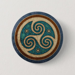 Dunkler Triskele runder Knopf Button