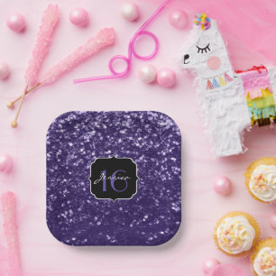 Dunkler ultravioletter lila Glitter-Glitzern Pappteller