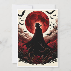 Dunkler Vampir-Rotmond-Goth-Halloween Einladung