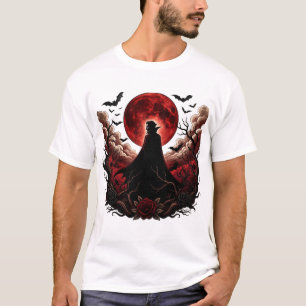 Dunkler Vampir-Rotmond-Goth-Halloween T-Shirt
