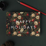 Dunkler Vintager Hintergrund Minimalistisch glückl Feiertagskarte<br><div class="desc">Dunkle Happy Holidays Card: Originelles und auffallendes Design,  mit einem kühlen minimalistischen Schriftart und Vintag elegantem Hintergrund.</div>