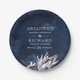 Dunkler Vintager Kranz mit rustikalen Foliage-Gesc Pappteller