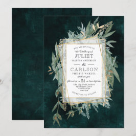 Dunkler Vintager Kranz mit rustikaler Vegetation Einladung