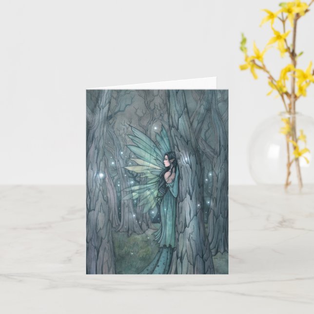 Dunkler Wald Fairy Mystical Art Blank Innen Karte (Gelbe Blume)