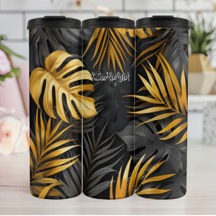 Dunkler Wald mit goldenen Highlights Thermosbecher