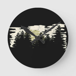 Dunkler Wald Natur Winter Vintag Runde Wanduhr