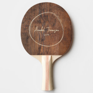 Dunkler Walnuss Holz Name im gezeichneten Kreis Tischtennis Schläger