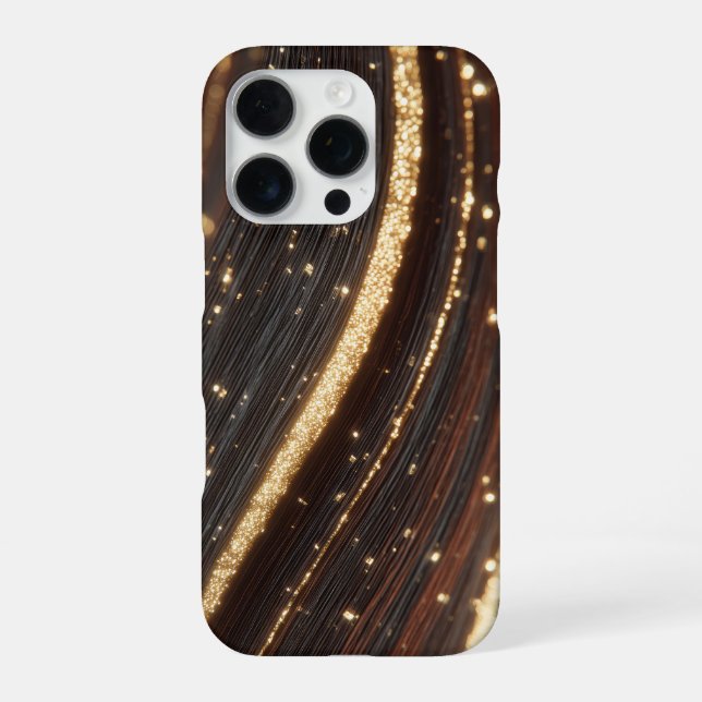 Dunkler Walnussbaum mit glänzenden Goldflüssen iPhone 16 Pro Hülle (Rückseite)