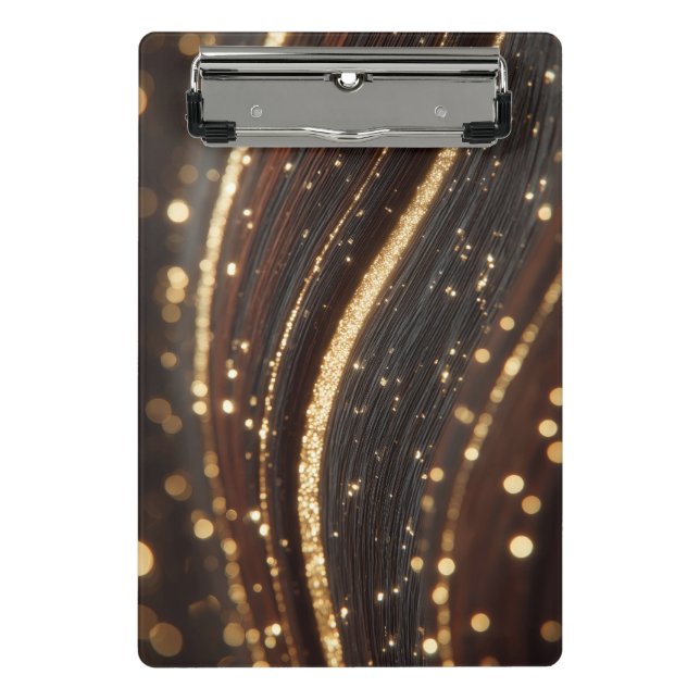 Dunkler Walnussbaum mit glänzenden Goldflüssen Mini Klemmbrett (Vorderseite)