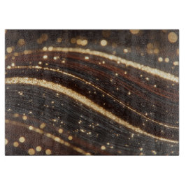 Dunkler Walnussbaum mit glänzenden Goldflüssen Schneidebrett