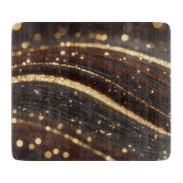 Dunkler Walnussbaum mit glänzenden Goldflüssen Schneidebrett