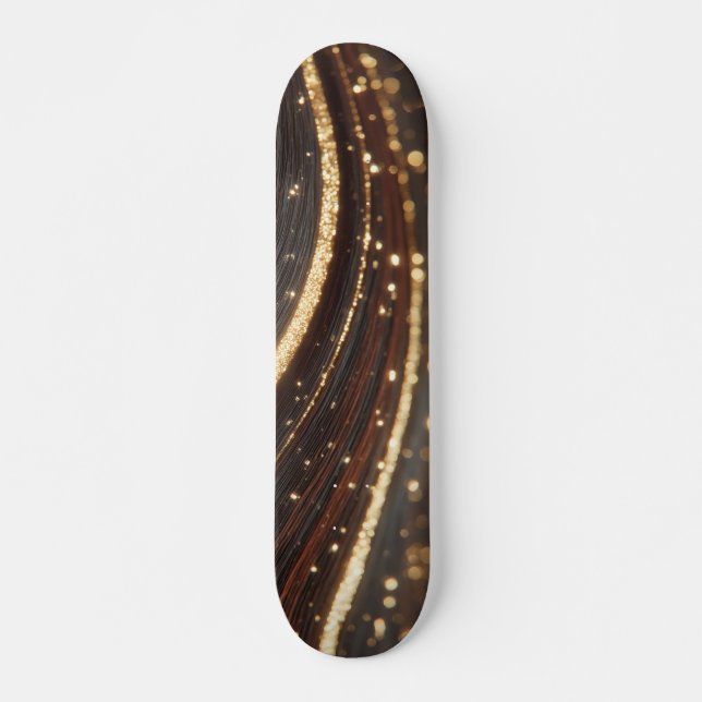 Dunkler Walnussbaum mit glänzenden Goldflüssen Skateboard (Vorne)
