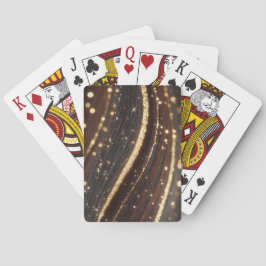 Dunkler Walnussbaum mit glänzenden Goldflüssen Spielkarten
