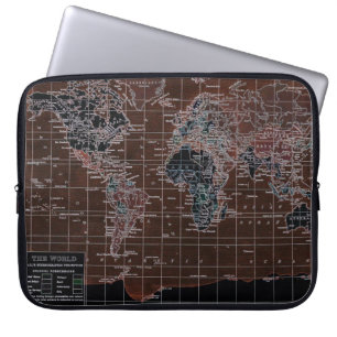 Dunkler Weltkarte-Laptop Laptopschutzhülle