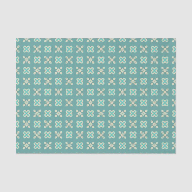 Dunkler Western Dusty Türkis Cream Aqua Geo Seidenpapier (Vorderseite)