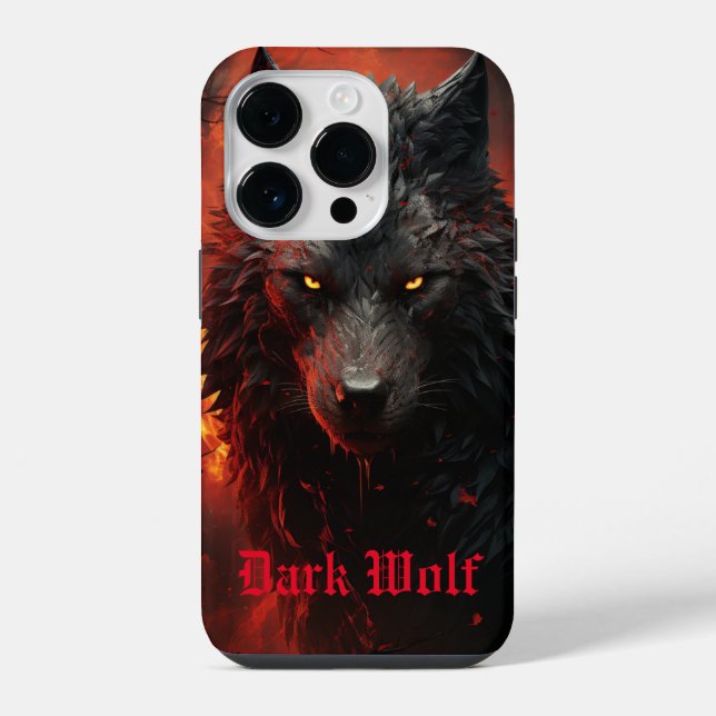 Dunkler Wolf  iPhone 14 Pro Hülle (Rückseite)