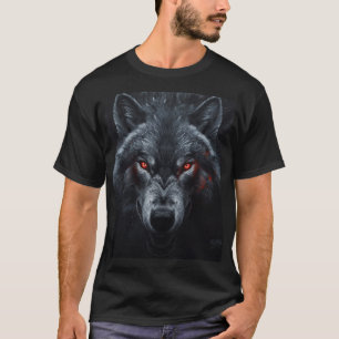 Dunkler Wolf mit leuchtend roten Augen - Gothic Wi T-Shirt