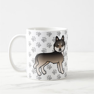 Dunkler Wolfgrauer Siberian Husky Cartoon Hund & P Kaffeetasse