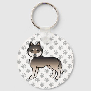 Dunkler Wolfgrauer Siberian Husky Cartoon Hund & P Schlüsselanhänger