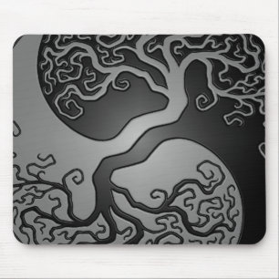 Dunkler Yin Yang Baum Mousepad