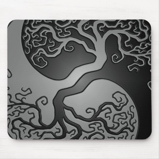 Dunkler Yin Yang Baum Mousepad (Vorne)