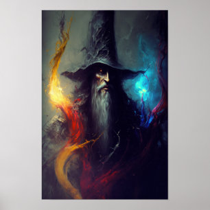 Dunkler-Zauberer-Fantasy-Kunstposter Magier-Deko Poster