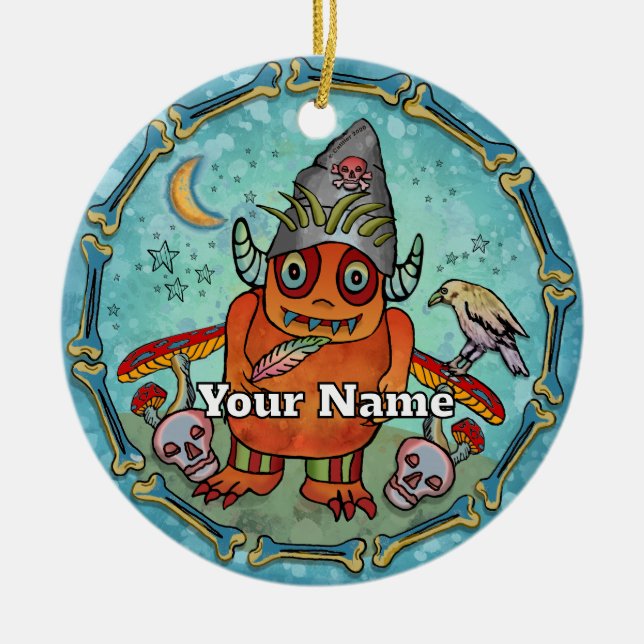Dunkler Zauberermonster Keramik Ornament (Vorne)