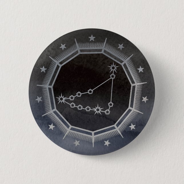 Dunkler Zodiac: Steinbock-Geburtszeichen Schwarz & Button (Vorderseite)