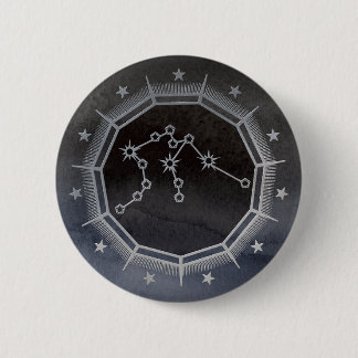 Dunkler Zodiac: Wassermann Geburtszeichen Schwarz  Button