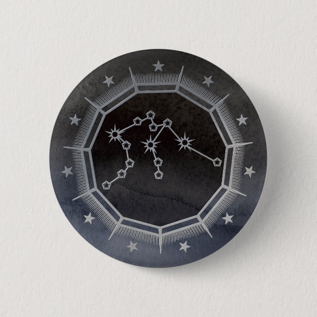 Dunkler Zodiac: Wassermann Geburtszeichen Schwarz  Button (Vorderseite)